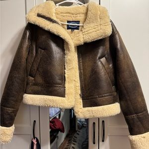 Cropped Sherpa lined jacket
